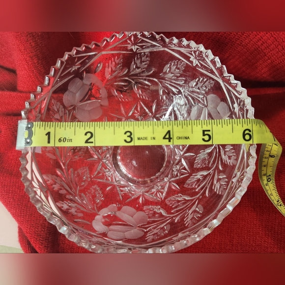 Crystal zajegar bowl 24% lead sawtooth and flower design - Picture 5 of 12